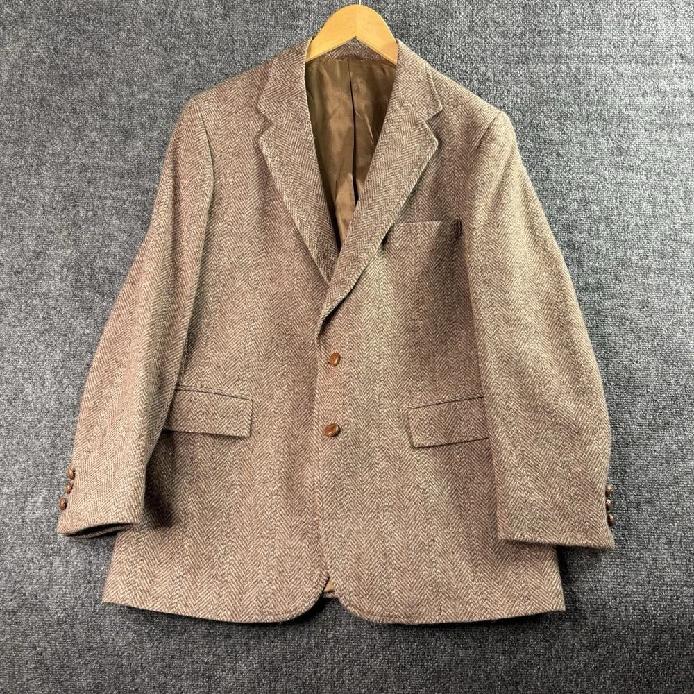 Vtg Levi Strauss Blazer Jacket Men 42R Wool Tweed Sport Coat Herringbone 80s**